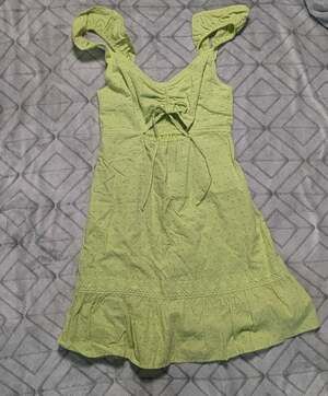 Live To Be Spoiled Lime Green Eyelet Smocked Ruffled Sundress with Cutout